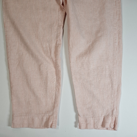 J. Crew Linen Blend Pants Size 6 Pink White Pinstriped Adjustable Drawstring - Picture 3 of 9